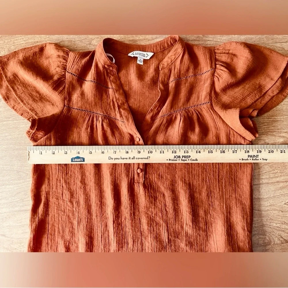 Nanette Lepore Burnt Orange Blouse with Button Detail GUC - Picture 4 of 6